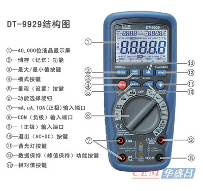【CEM华盛昌DT-9929数字万用表 真有效值万用表 香港CEM万用表】价格,厂家,图片,万用表,上海同倍检测科技-